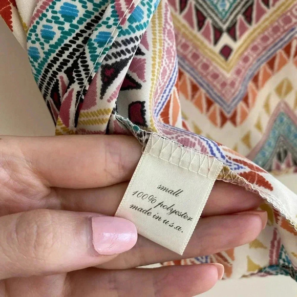 Bee Stitched Open-Back Tribal Print Top, Women’s Multicolor Blouse, Size Small - Picture 9 of 13